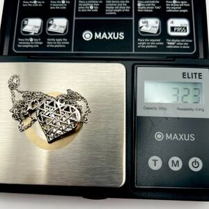 Sterling Silver 925 marked Filigree Heart necklace